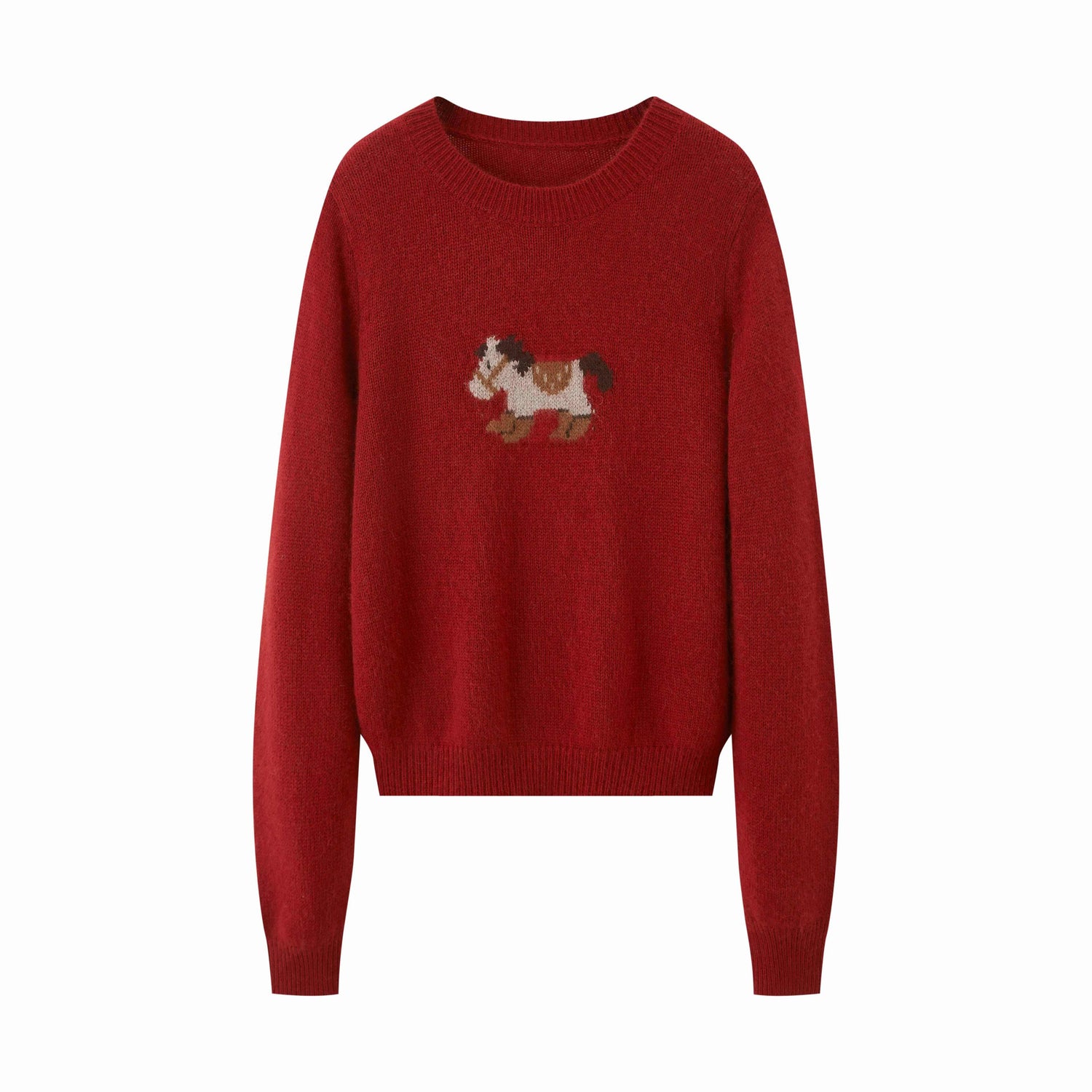 DIDDI_MODA_Cocoa_Red_Booted_Pony_Knit_Loose_Fit_Women&
