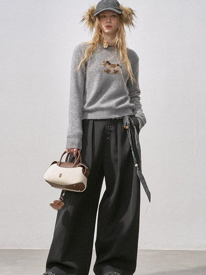 DIDDI MODA Cocoa Red Booted Pony Knit Loose Fit Women&