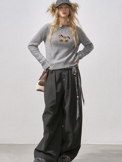 DIDDI MODA Cocoa Red Booted Pony Knit Loose Fit Women&