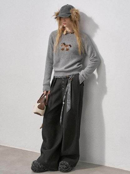 DIDDI MODA Cocoa Red Booted Pony Knit Loose Fit Women&