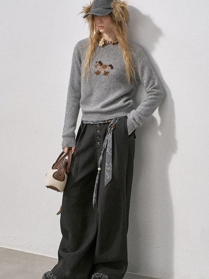 DIDDI MODA Cocoa Red Booted Pony Knit Loose Fit Women&