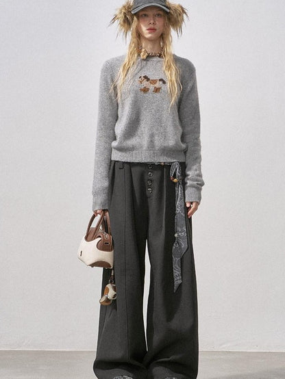 DIDDI MODA Cocoa Red Booted Pony Knit Loose Fit Women&