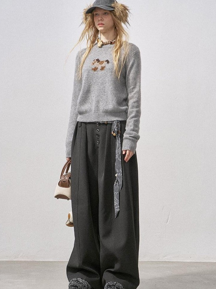 DIDDI MODA Cocoa Red Booted Pony Knit Loose Fit Women&
