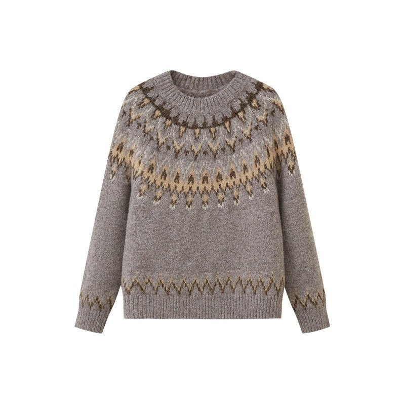 DIDDI_MODA_Cocoa_Red_Fair_Isle_Jacquard_Hooded_Women&