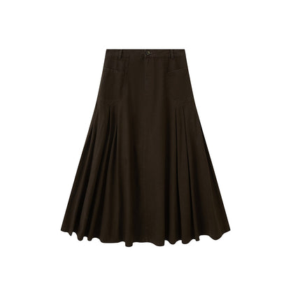 DIDDI_MODA_Coffee_Brown_Accordion_Pleat_Pocket_Flared_Mid_Waist_Women&