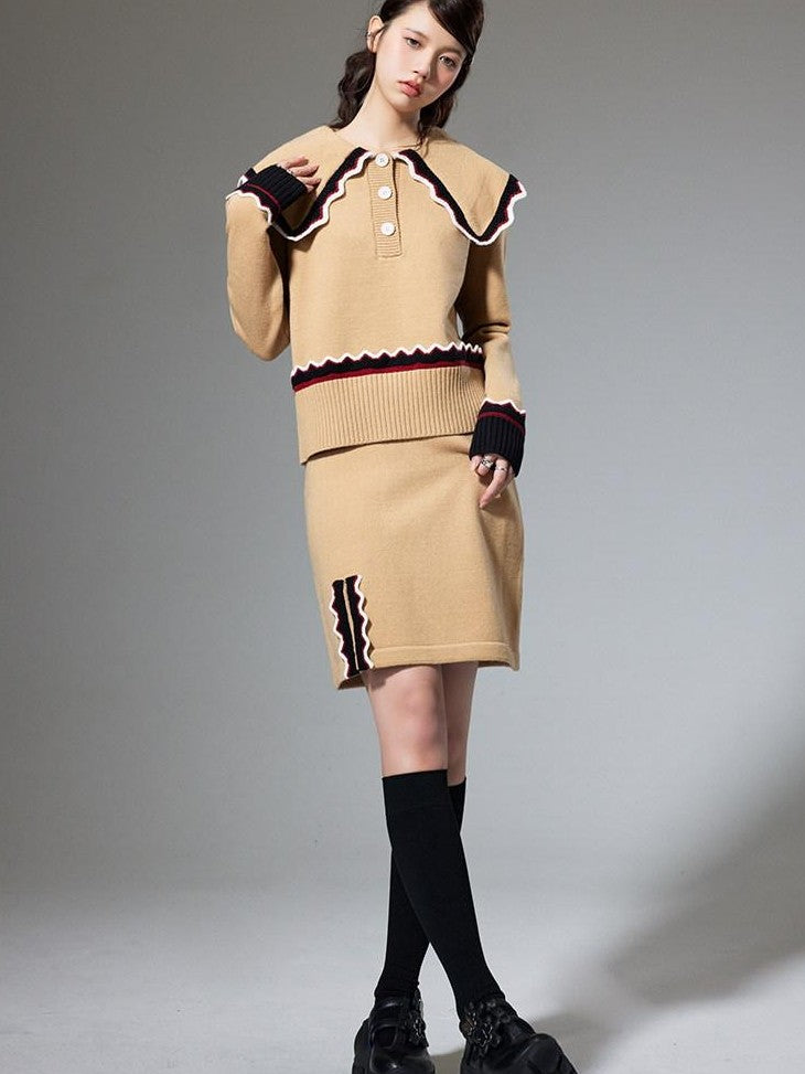 DIDDI MODA Collared Knit Colorblock Women&