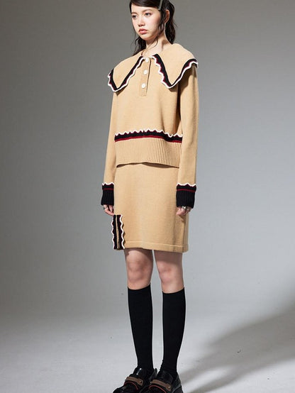DIDDI MODA Collared Knit Colorblock Women&