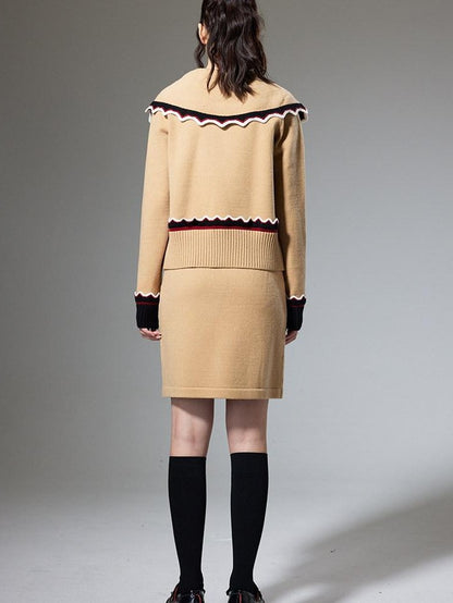 DIDDI MODA Collared Knit Colorblock Women&