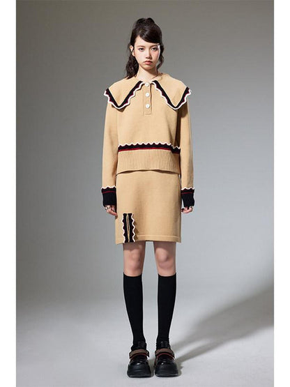 DIDDI MODA Collared Knit Colorblock Women&