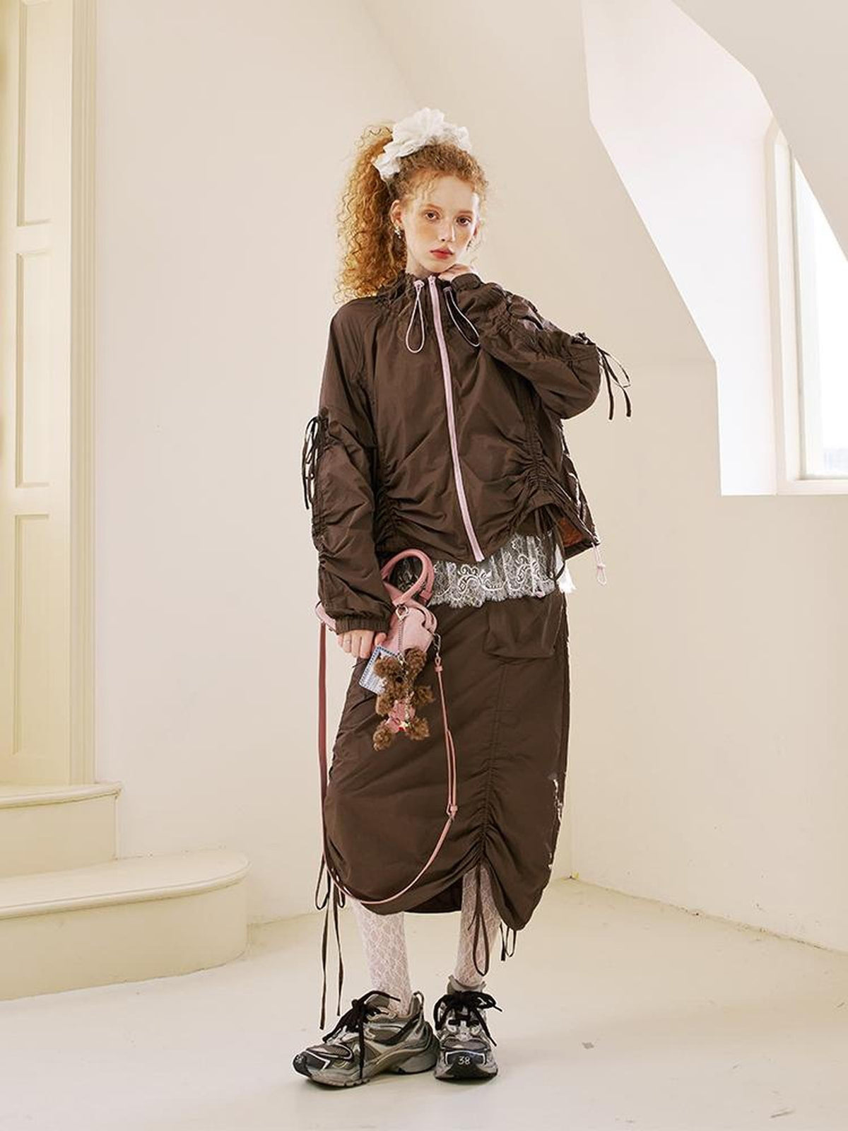 DIDDI MODA Colorblock Drawstring Lightweight Women&