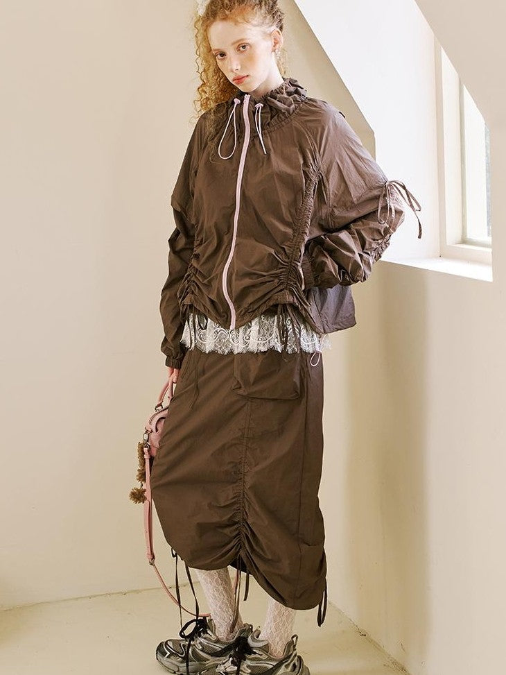 DIDDI MODA Colorblock Drawstring Lightweight Women&