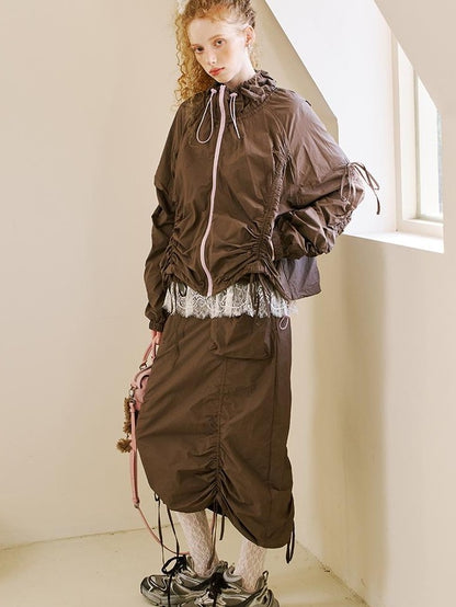 DIDDI MODA Colorblock Drawstring Lightweight Women&