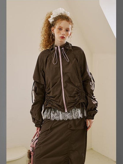 DIDDI MODA Colorblock Drawstring Lightweight Women&