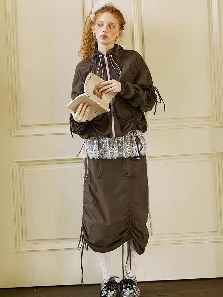 DIDDI MODA Colorblock Drawstring Lightweight Women&