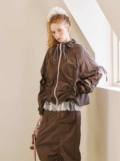 DIDDI MODA Colorblock Drawstring Lightweight Women&