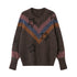 DIDDI_MODA_Colorblock_Retro_Star_Hand_Embroidered_V-neck_Women&