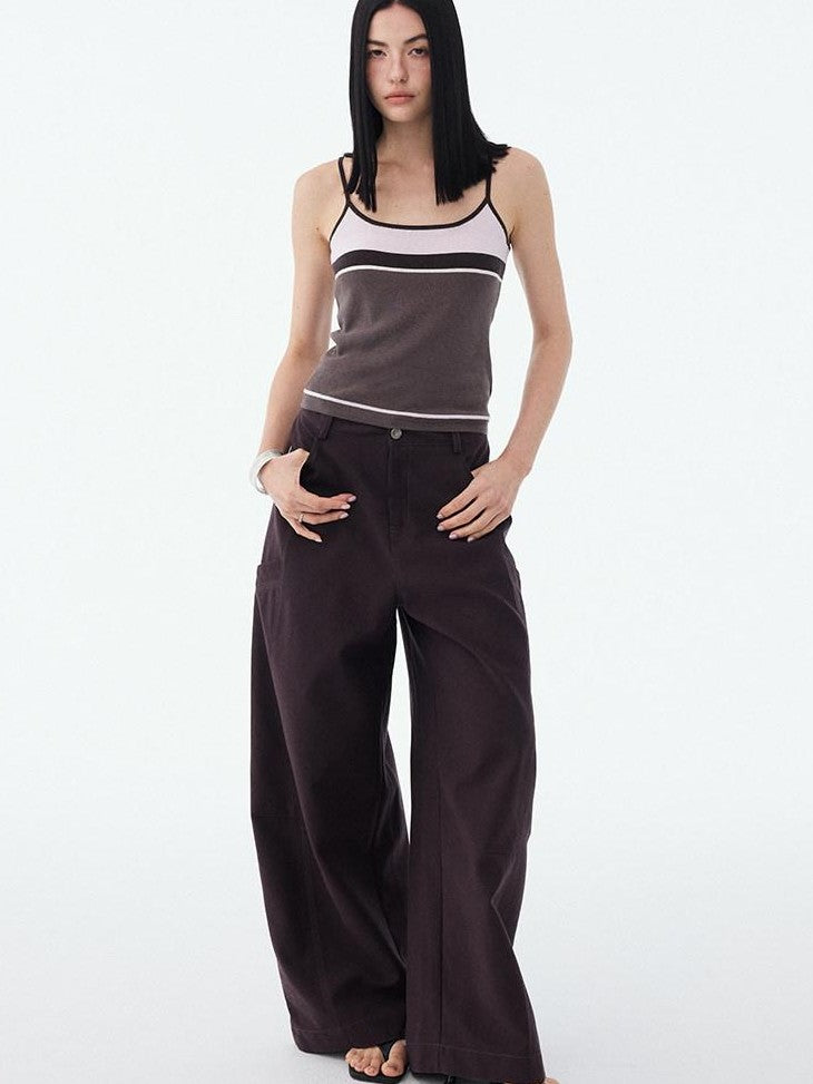 DIDDI MODA Colorblock Textured Cropped Waist Cinched Slim Fit Women&