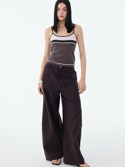 DIDDI MODA Colorblock Textured Cropped Waist Cinched Slim Fit Women&