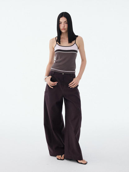 DIDDI MODA Colorblock Textured Cropped Waist Cinched Slim Fit Women&