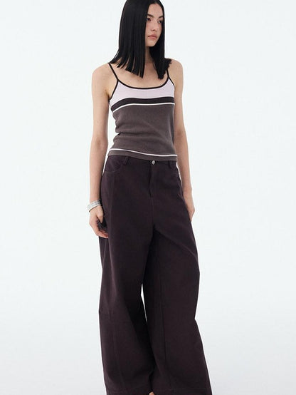 DIDDI MODA Colorblock Textured Cropped Waist Cinched Slim Fit Women&