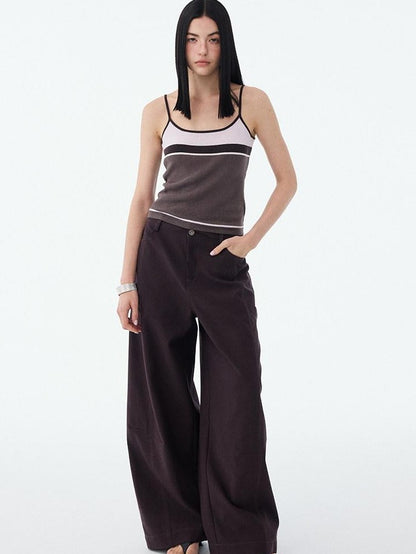 DIDDI MODA Colorblock Textured Cropped Waist Cinched Slim Fit Women&