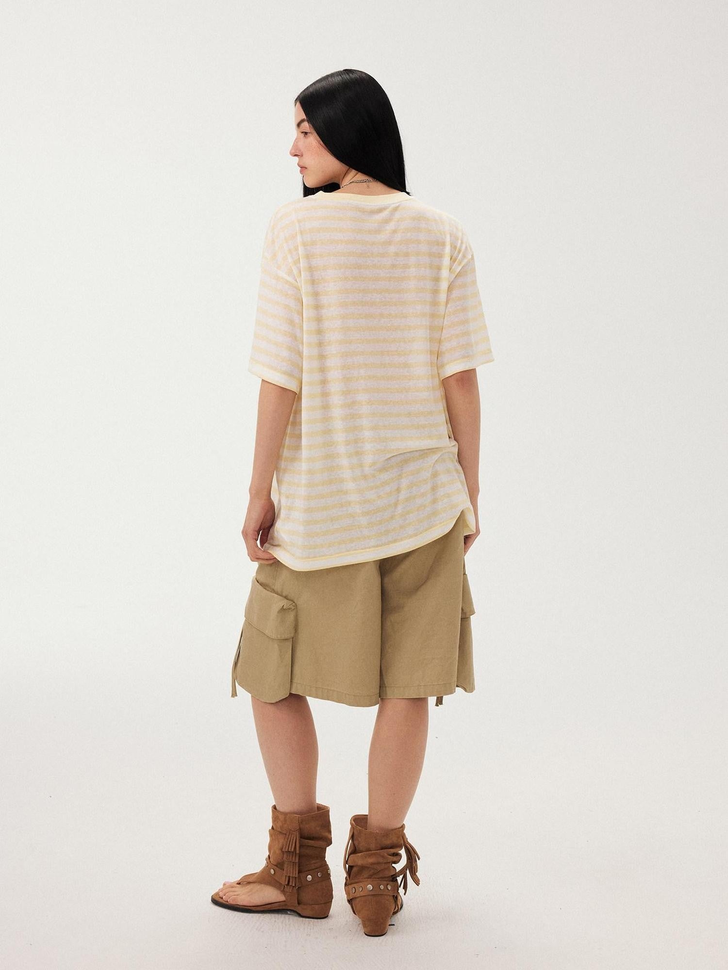 DIDDI MODA Colorful Striped Magic Puppy Graphic Drop Shoulder Women&