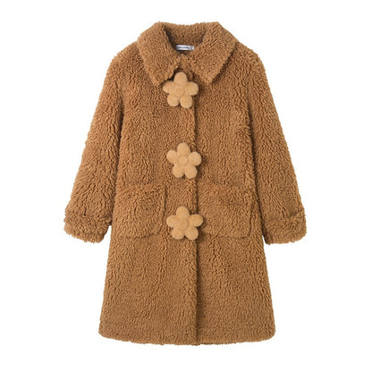 DIDDI_MODA_Cream_3d_Floral_Fuzzy_Loose_Pocket_Women&