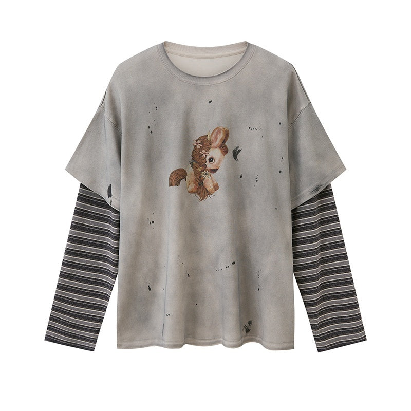 DIDDI_MODA_Cropped_Faux_Layered_Camisole_Pony_Print_Slim_Women&