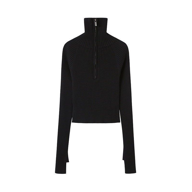 DIDDI_MODA_Cropped_Zipper_Stand_Collar_Slim_Women&