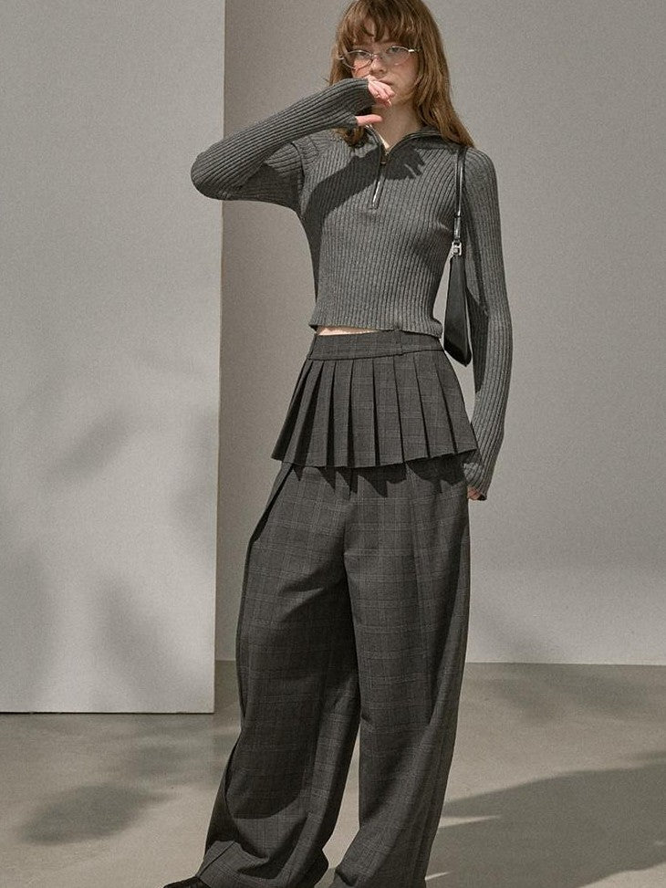 DIDDI MODA Cropped Zipper Stand Collar Slim Women&