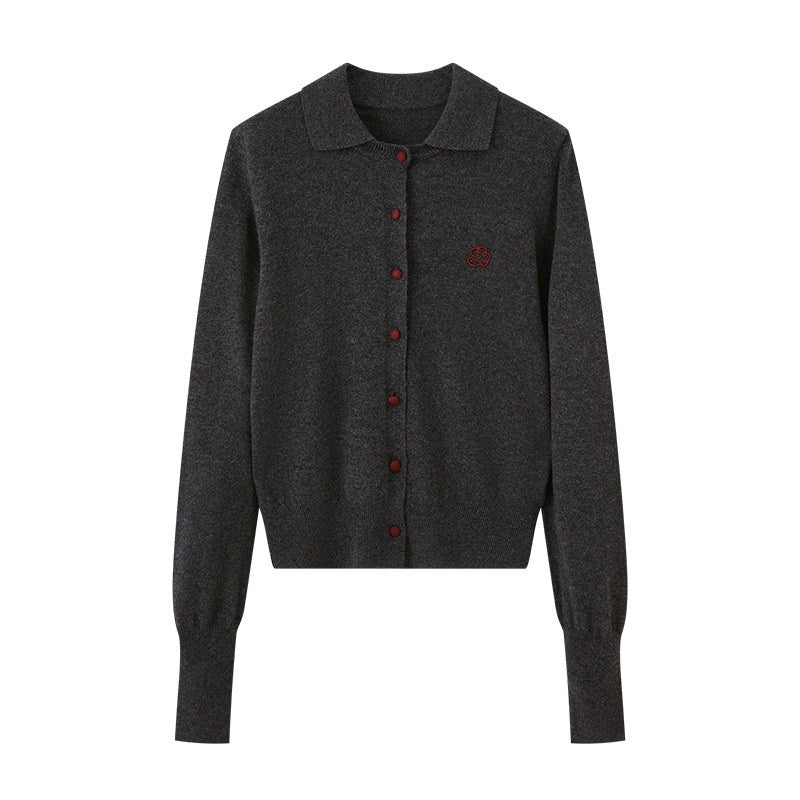 DIDDI_MODA_Curly_Puppy_Embroidered_Slim_Button_Women&