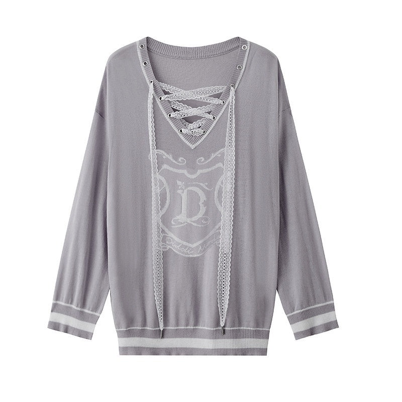 DIDDI_MODA_Cute_Distressed_Colorblock_V-neck_Women&