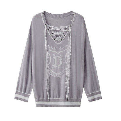 DIDDI_MODA_Cute_Distressed_Colorblock_V-neck_Women&