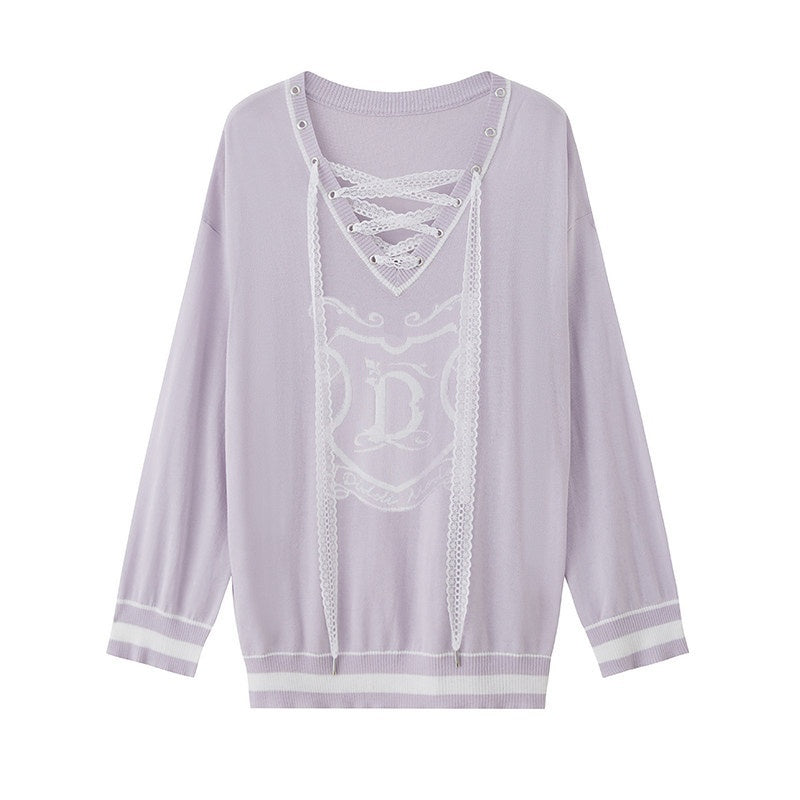 DIDDI_MODA_Cute_Distressed_Colorblock_V-neck_Women&