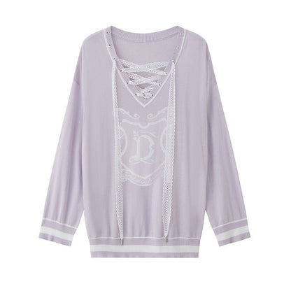 DIDDI_MODA_Cute_Distressed_Colorblock_V-neck_Women&