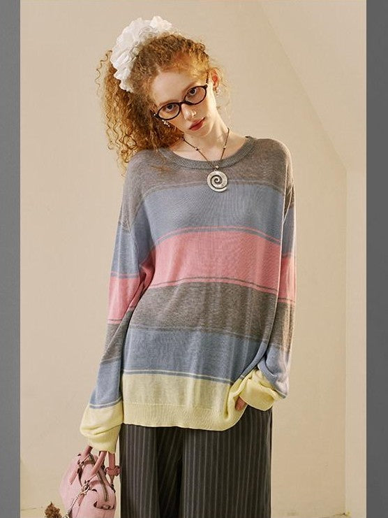 DIDDI MODA Cute Distressed Colorblock V-neck Women&