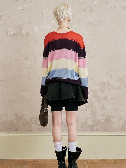 DIDDI MODA Cute Distressed Colorblock V-neck Women&