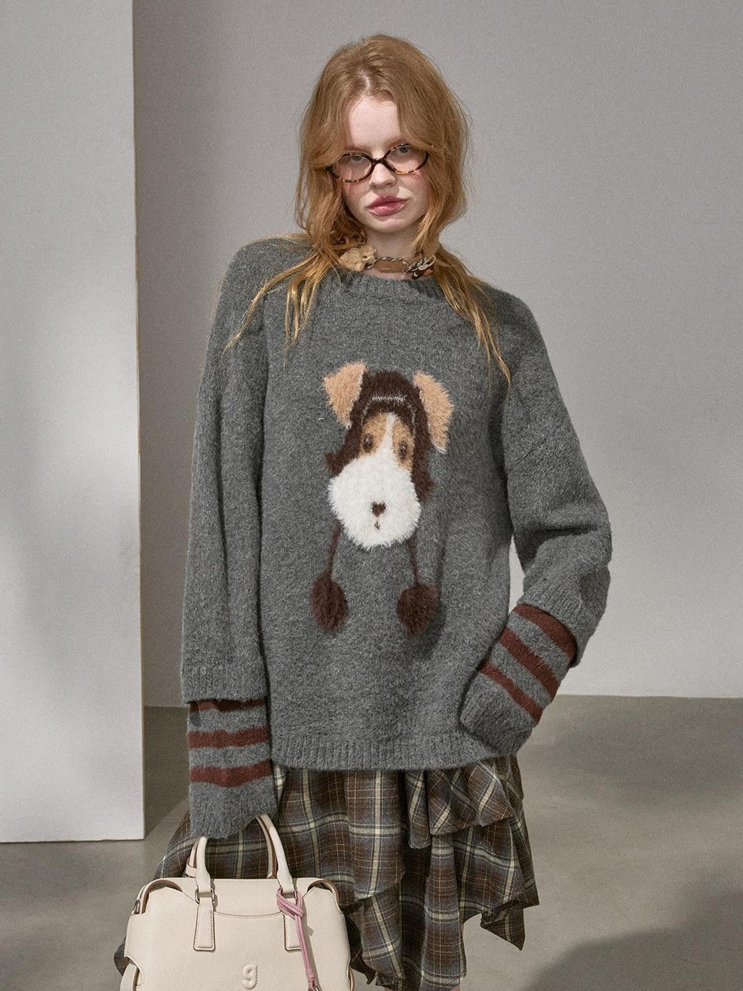 DIDDI MODA Cute Hooded Puppy Faux Layered Women&
