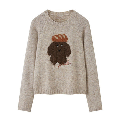DIDDI_MODA_Dachshund_Jacquard_Loose_Long_Sleeve_Women&