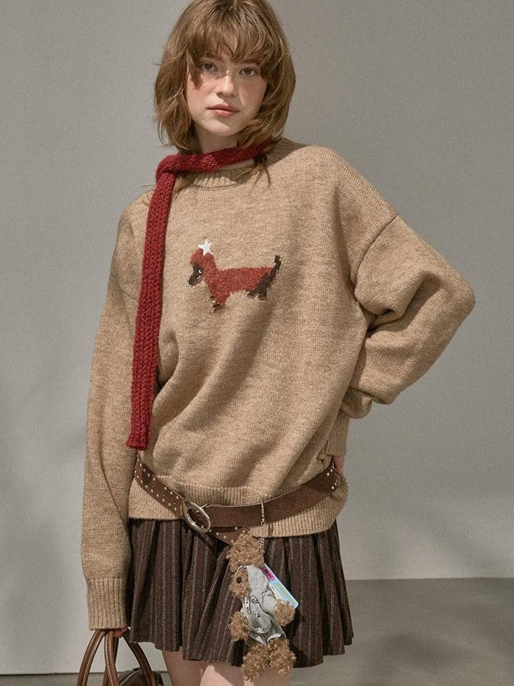 DIDDI MODA Dachshund Round Neck Loose Soft Women&