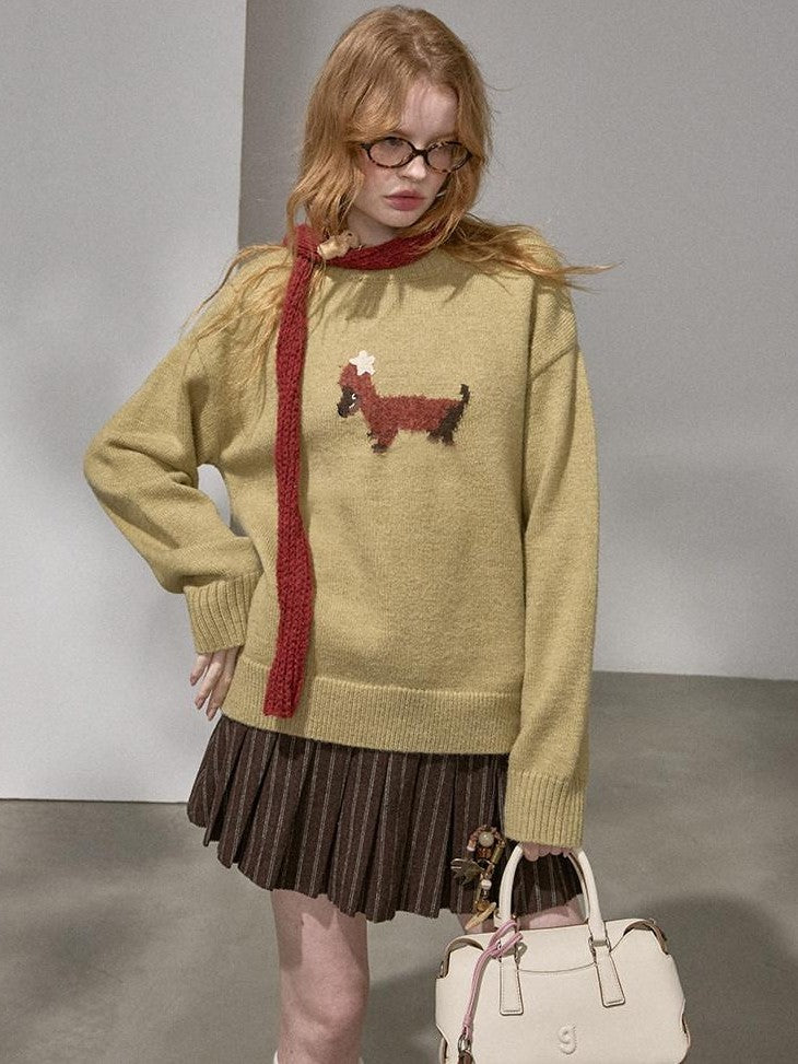 DIDDI MODA Dachshund Round Neck Loose Soft Women&