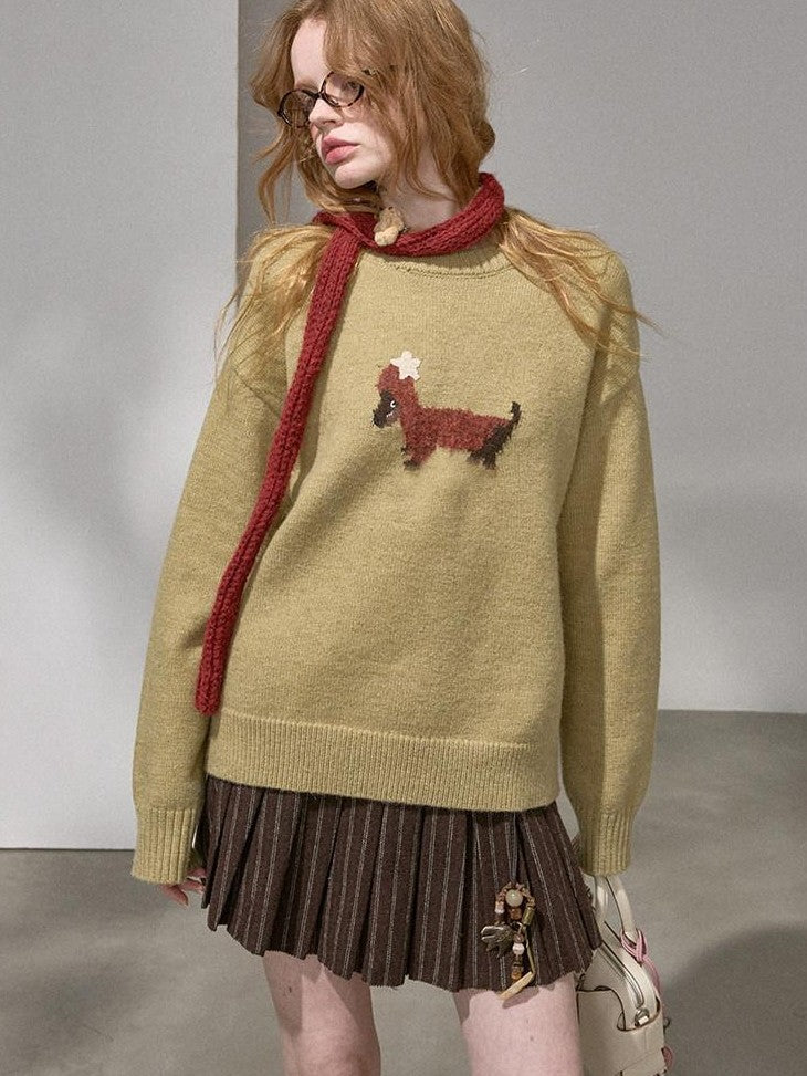 DIDDI MODA Dachshund Round Neck Loose Soft Women&