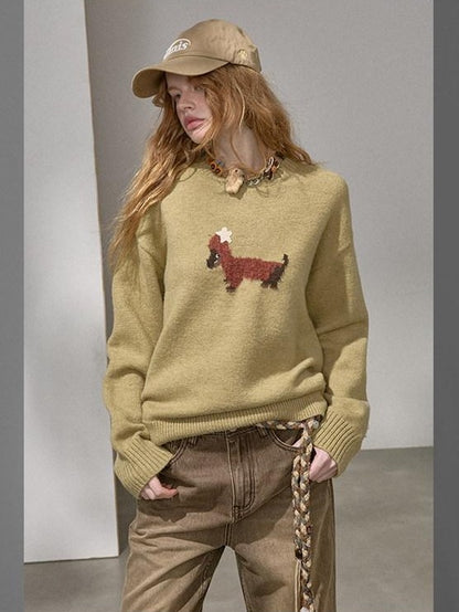 DIDDI MODA Dachshund Round Neck Loose Soft Women&