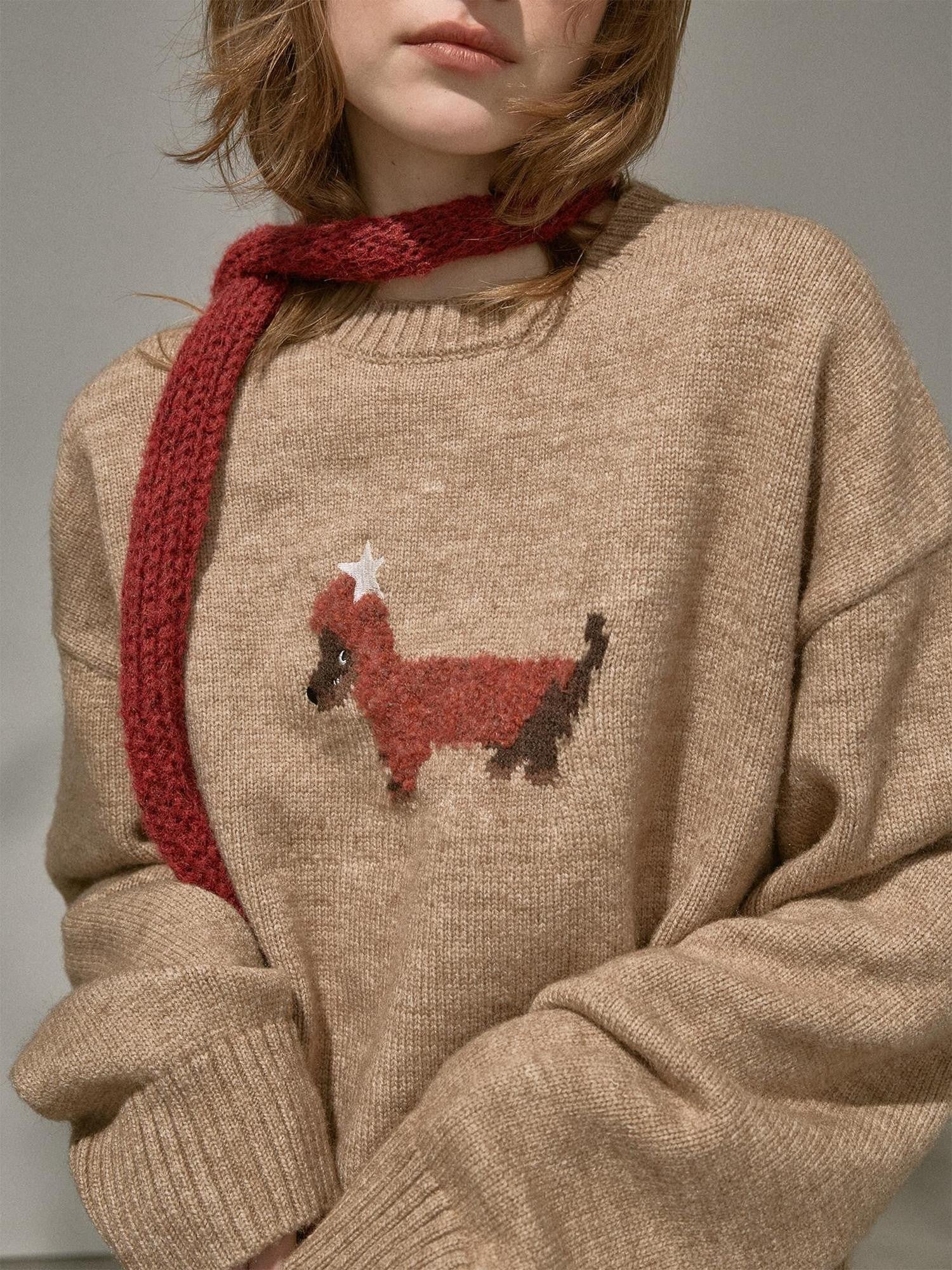 DIDDI MODA Dachshund Round Neck Loose Soft Women&