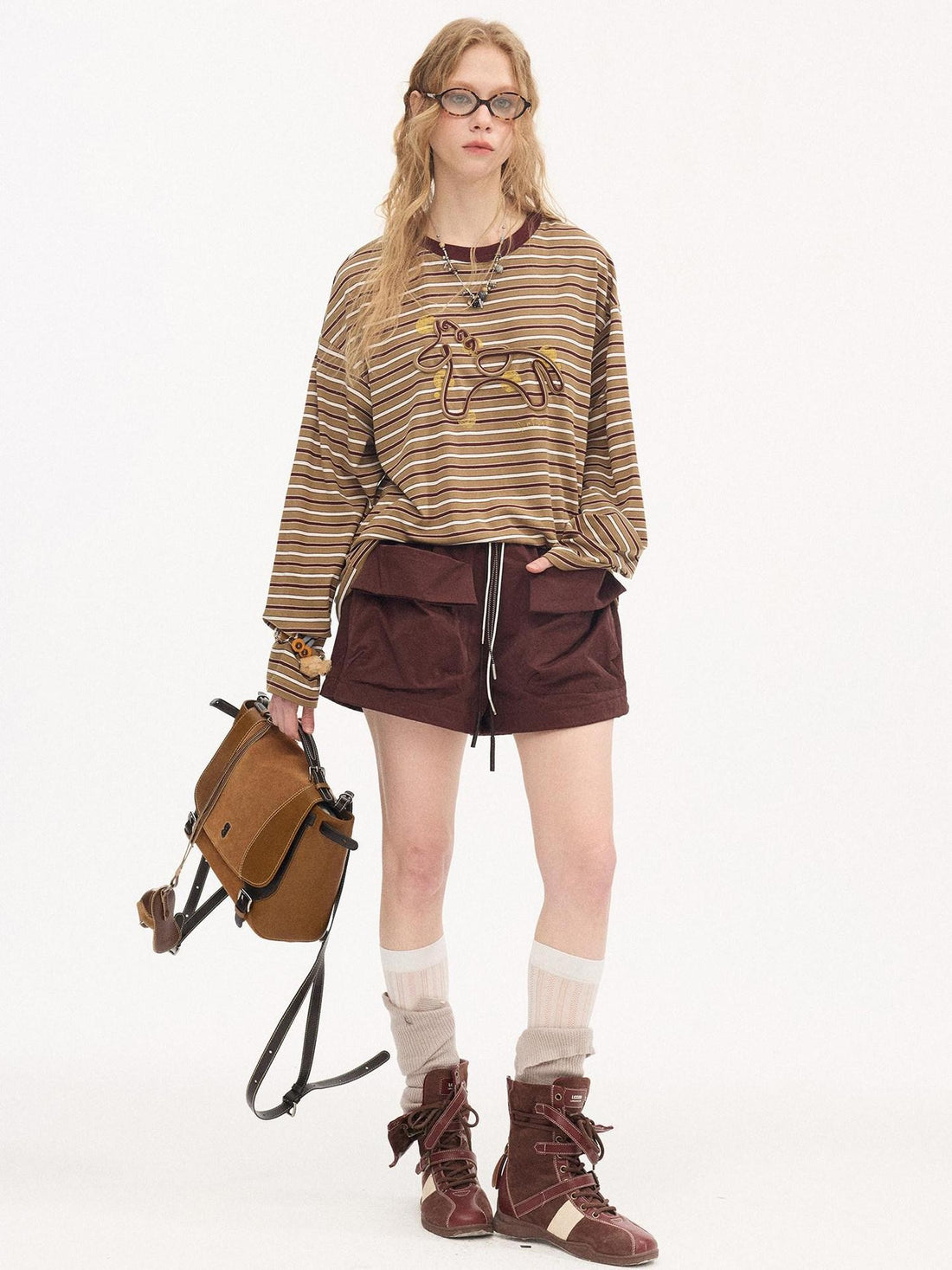DIDDI MODA Deep Chestnut Turn Up Hem Cargo Large Pockets Women&