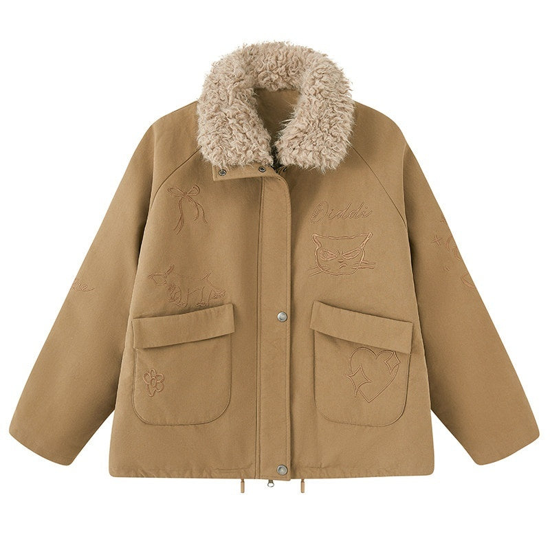 DIDDI_MODA_Detachable_Fur_Collar_Cartoon_Embroidery_Women&