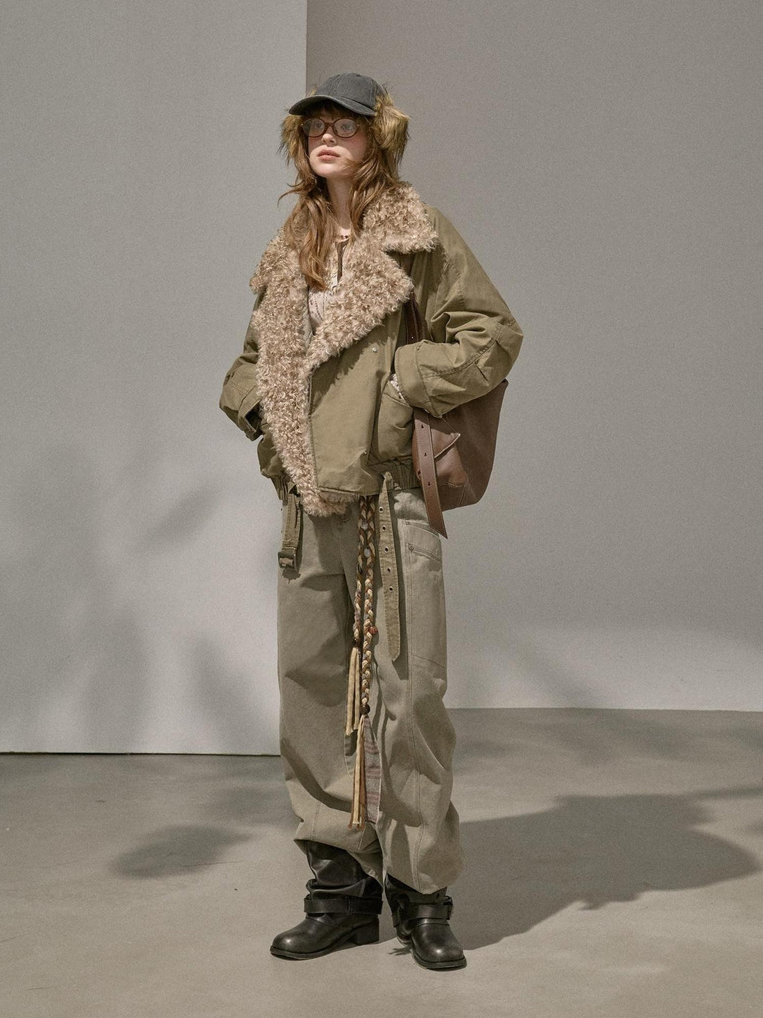 DIDDI MODA Detachable Fur Collar Parka Women&