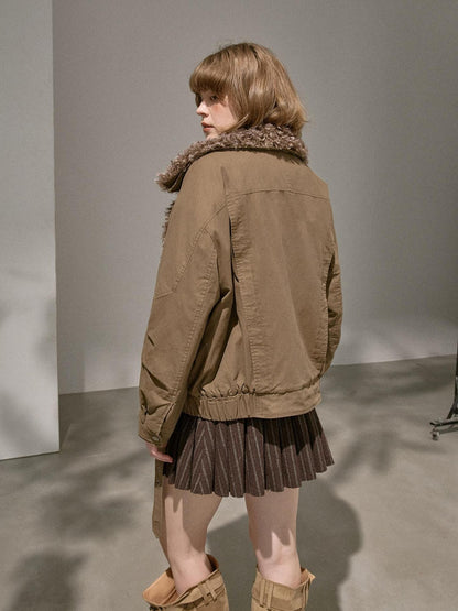 DIDDI MODA Detachable Fur Collar Parka Women&