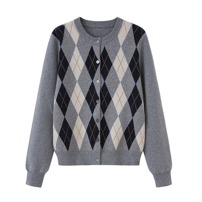 DIDDI_MODA_Diamond_Single_Row_Button_Long_Sleeve_Cardigan_Women&
