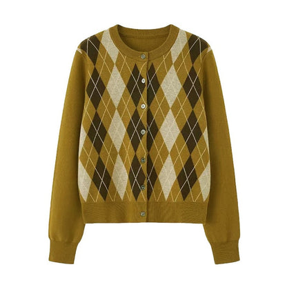 DIDDI_MODA_Diamond_Single_Row_Button_Long_Sleeve_Cardigan_Women&